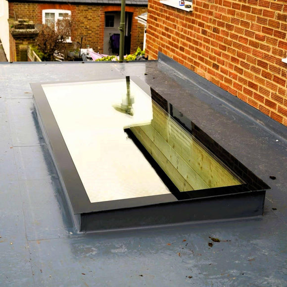 1000 x 3000 mm Frameless Skylight for Flat Roof - Triple Glazed.