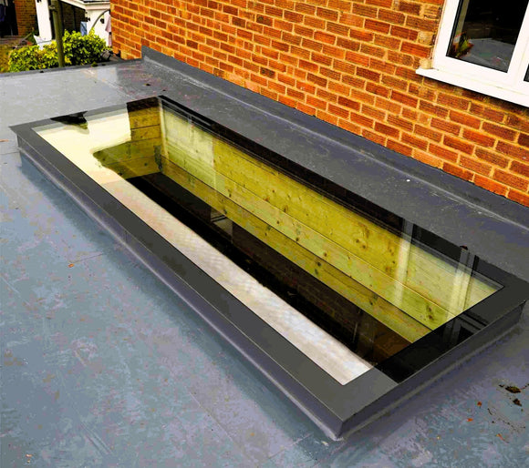 1000 x 3000 mm Frameless Skylight for Flat Roof - Triple Glazed.