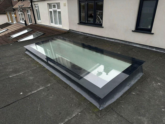 1200 x 2500 mm Frameless Skylight for Flat Roof - Triple Glazed.