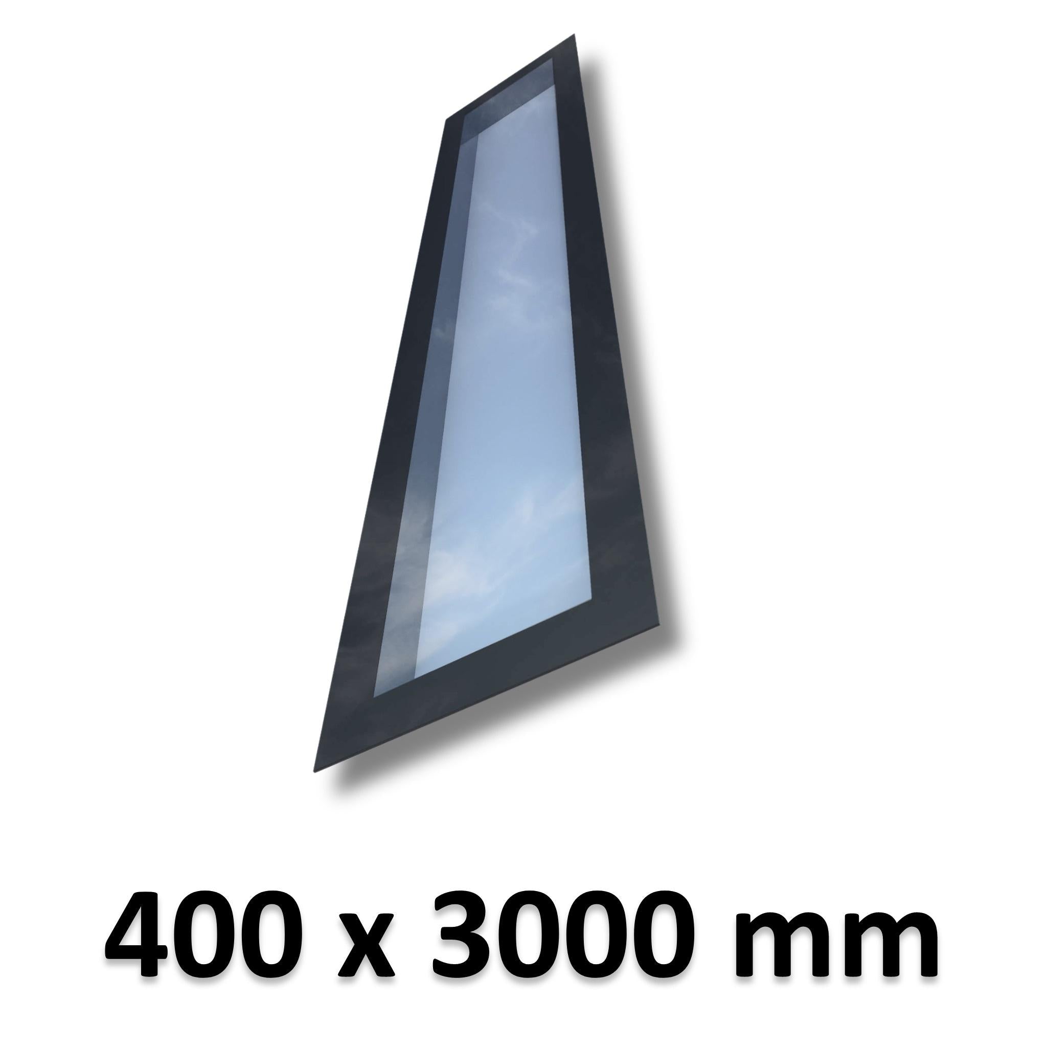 400 x 3000 mm Frameless Skylight for Pitched Roof - Triple Glazed