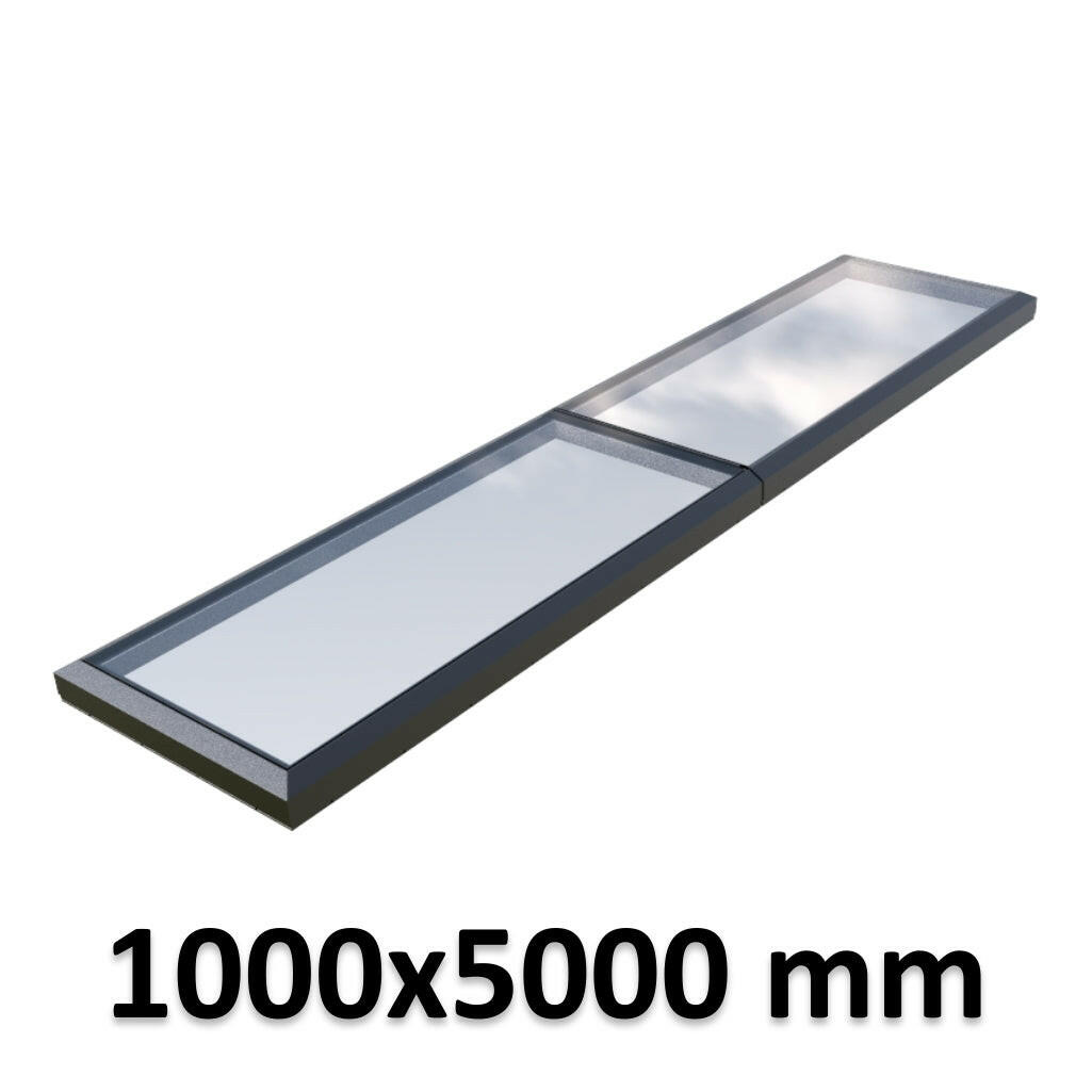 1000 x 5000 mm Fixed Glass Link Modular Skylight | 2 Fixed 0 Opening.