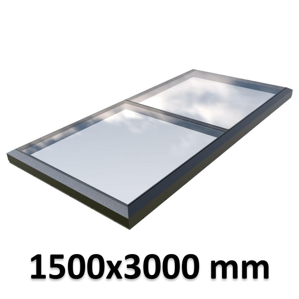 1500 x 3000 mm Fixed Glass Link Modular Skylight | 1 Fixed 0 Opening.