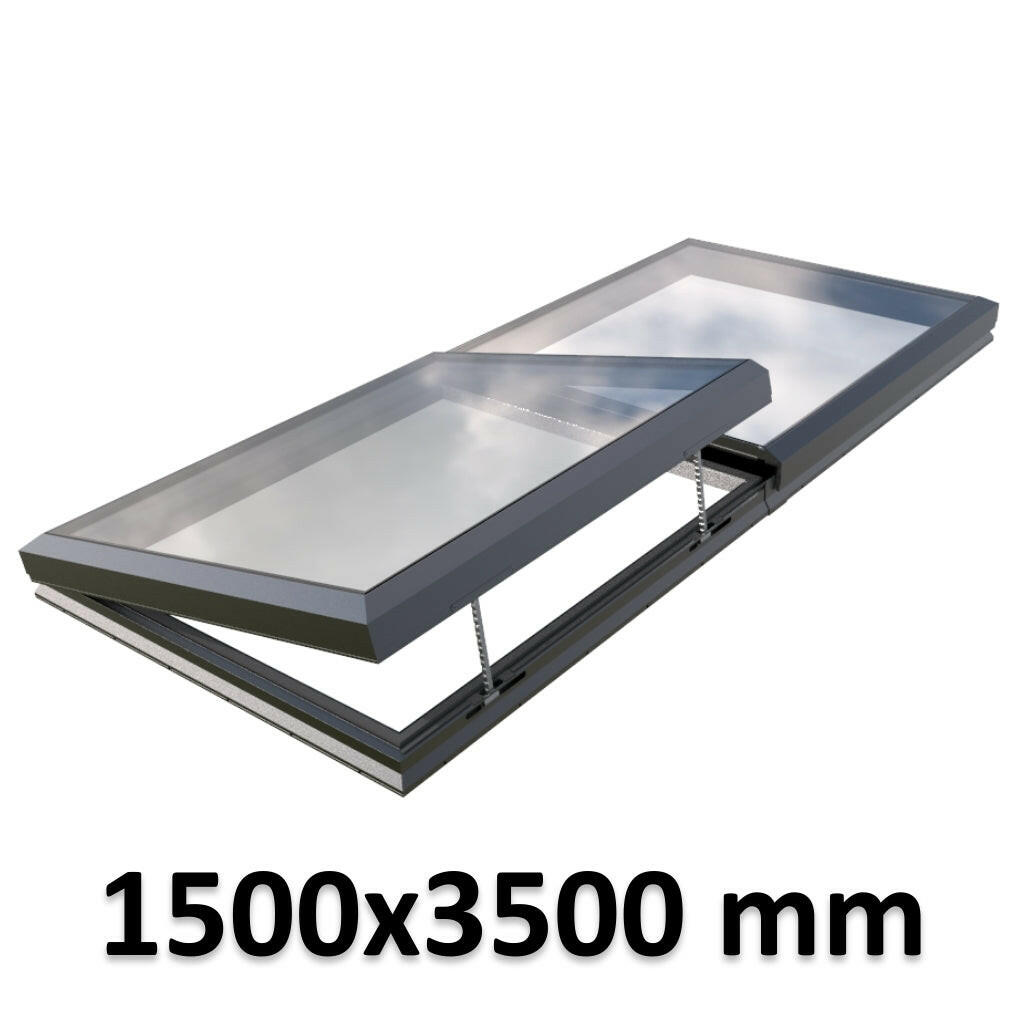 1500 x 3500 mm Electric Opening Glass Link Modular Skylight | 1 Fixed 1 Opening.