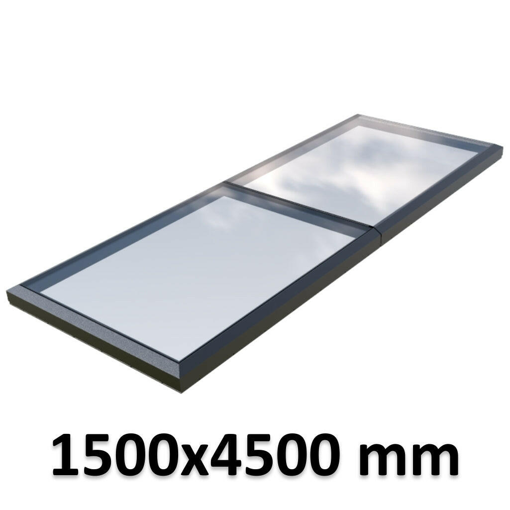 1500 x 4500 mm Fixed Glass Link Modular Skylight | 2 Fixed 0 Opening.