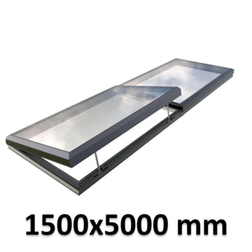 1500 x 5000 mm Electric Opening Glass Link Modular Skylight | 1 Fixed 1 Opening.