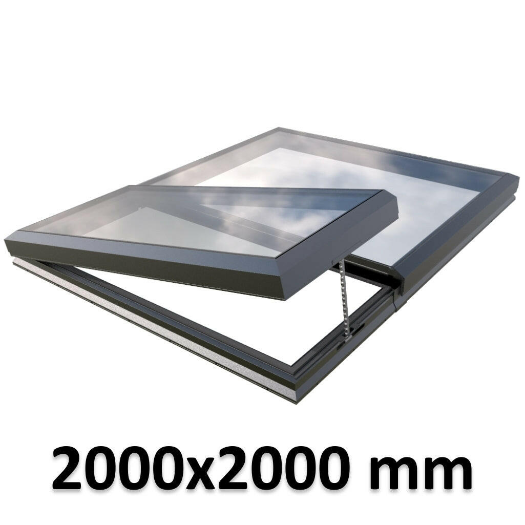 2000 x 2000 mm Electric Opening Glass Link Modular Skylight | 1 Fixed 1 Opening.