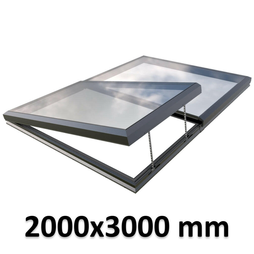 2000 x 3000 mm Electric Opening Glass Link Modular Skylight | 1 Fixed 1 Opening.