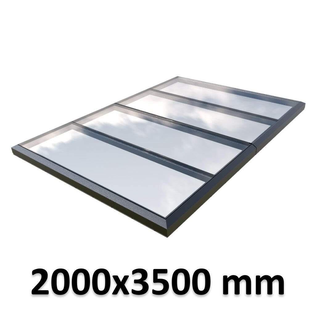 2000 x 3500 mm Fixed Glass Link Modular Skylight | 2 Fixed 0 Opening.