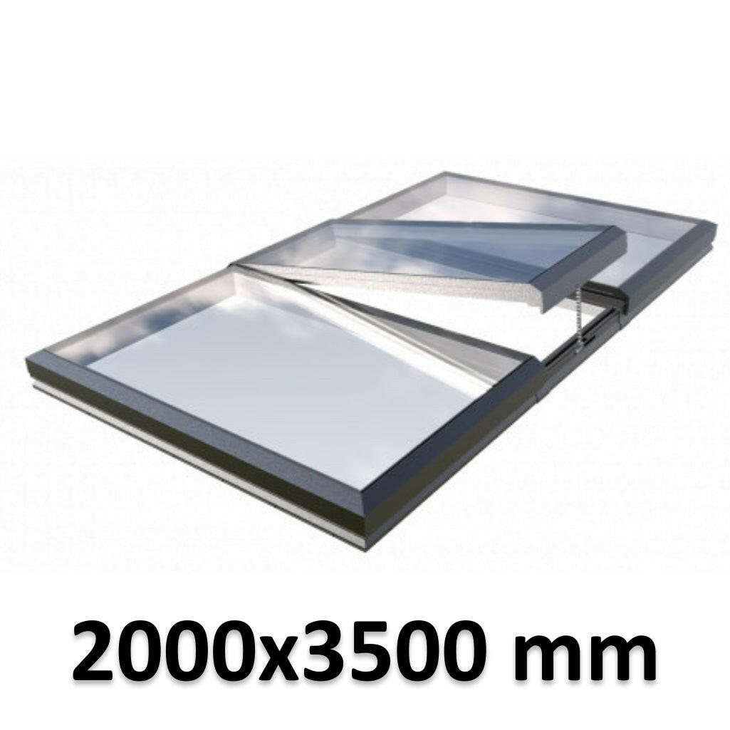 2000 x 3500 mm Electric Opening Glass Link Modular Skylight | 2 Fixed 1 Opening.