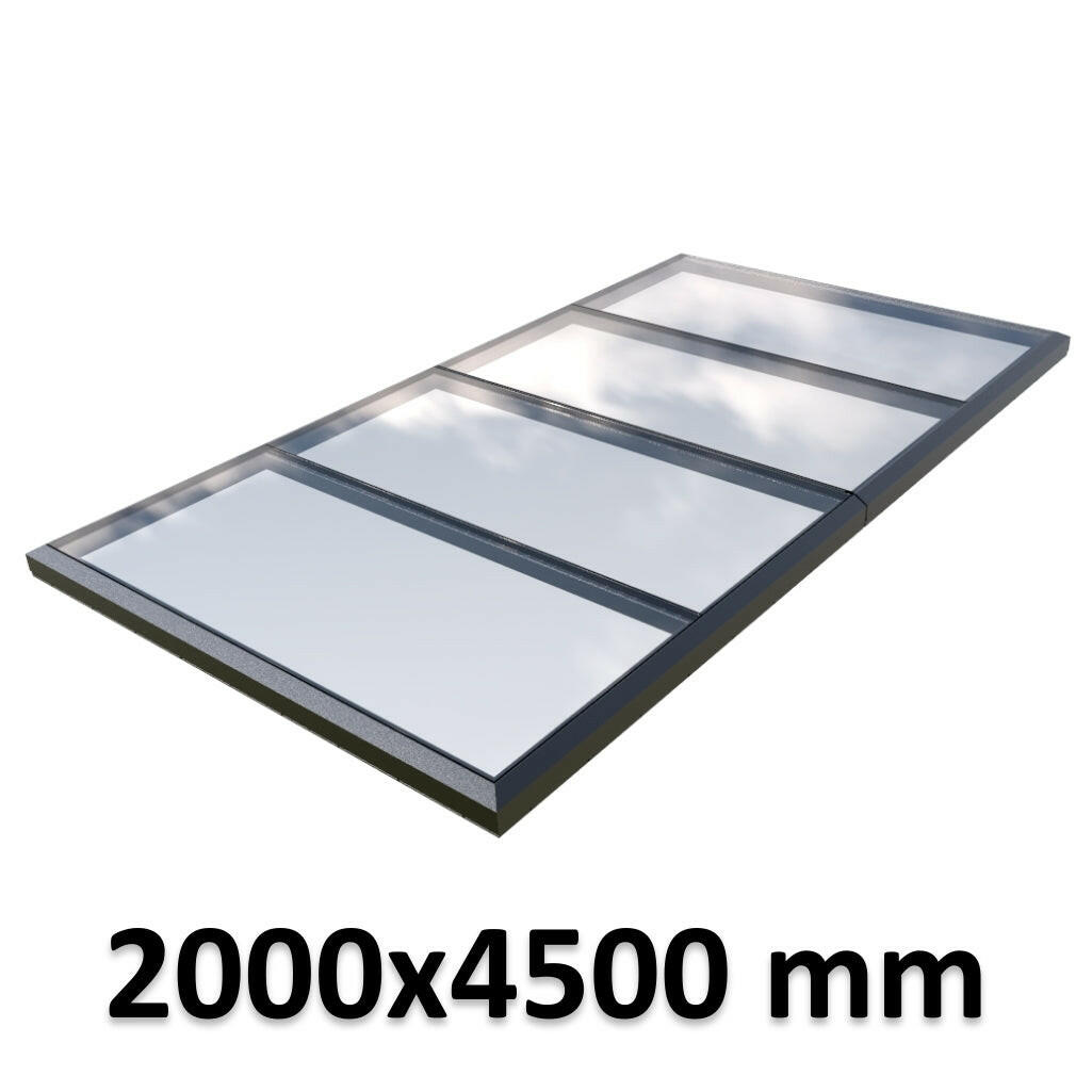 2000 x 4500 mm Fixed Glass Link Modular Skylight | 2 Fixed 0 Opening.