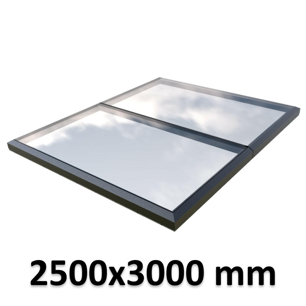 2500 x 3000 mm Fixed Glass Link Modular Skylight | 2 Fixed 0 Opening.