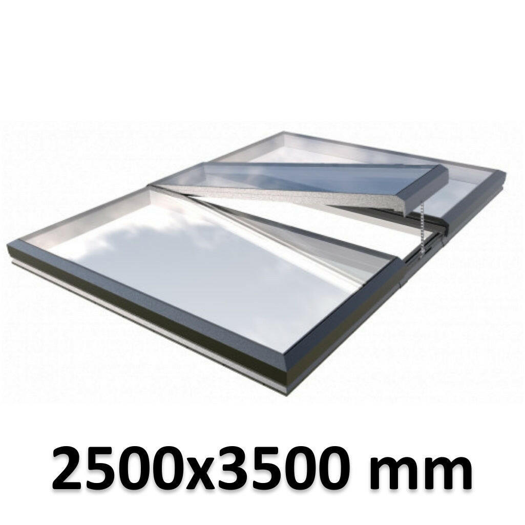 2500 x 3500 mm Electric Opening Glass Link Modular Skylight | 2 Fixed 1 Opening.