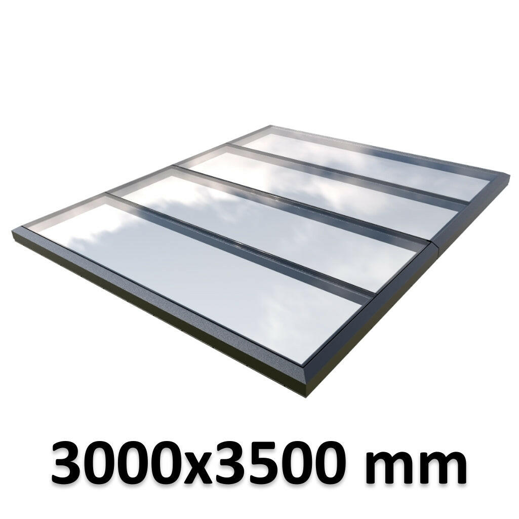 3000 x 3500 mm Fixed Glass Link Modular Skylight | 2 Fixed 0 Opening.