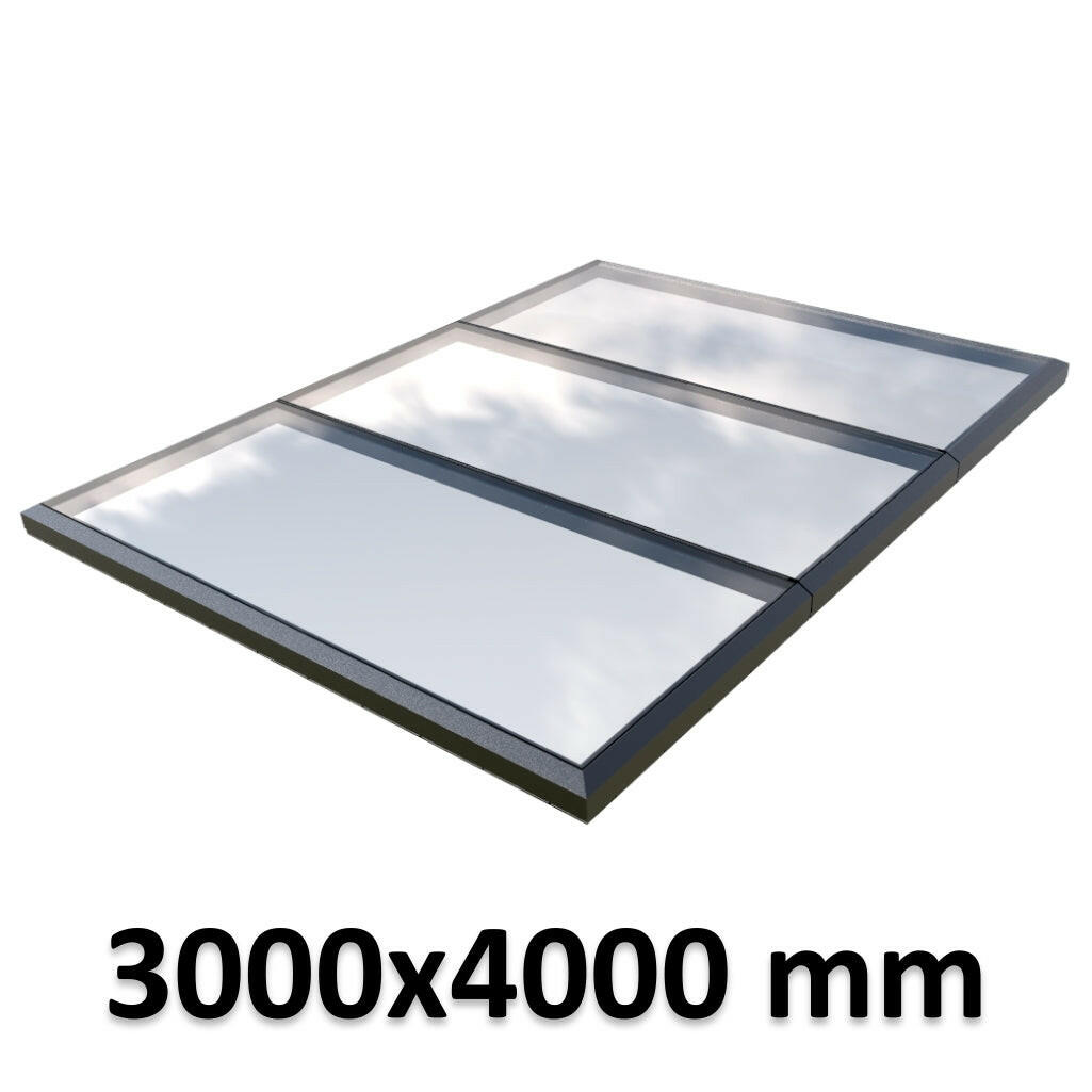 3000 x 4000 mm Fixed Glass Link Modular Skylight | 3 Fixed 0 Opening.