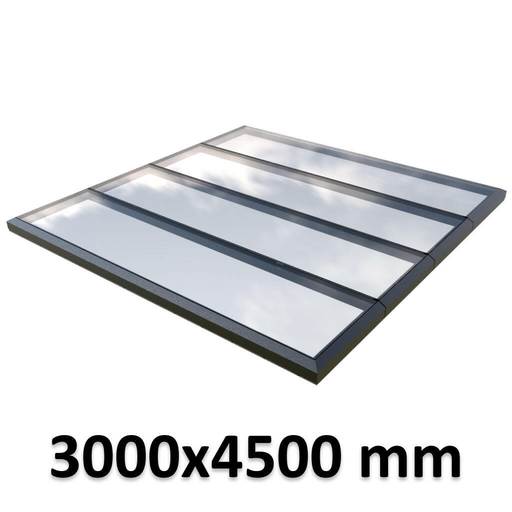 3000 x 4500 mm Fixed Glass Link Modular Skylight | 4 Fixed 0 Opening.