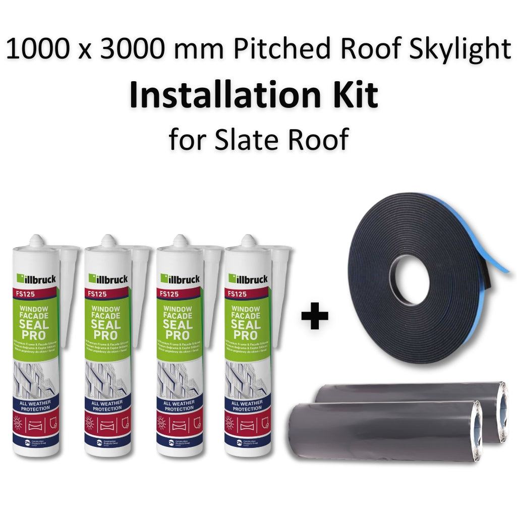 1000 x 3000 mm Pitched Roof Skylight (Slate Roof) Installation Kit