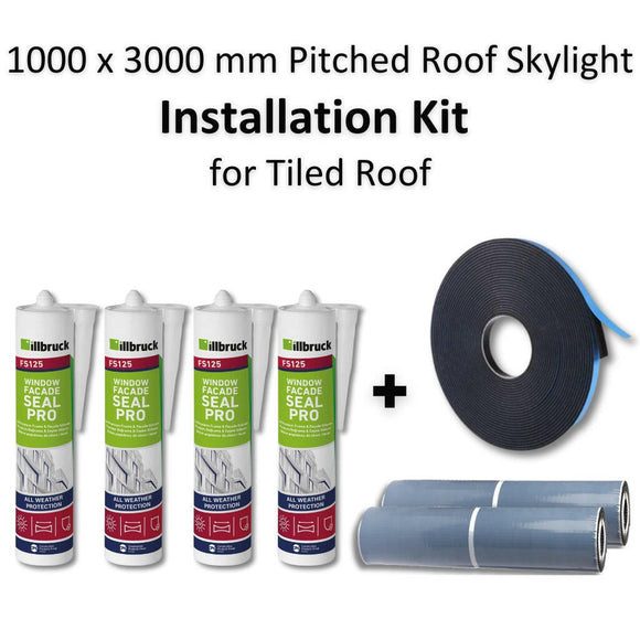 1000 x 3000 mm Pitched Roof Skylight (Tiled Roof) Installation Kit.