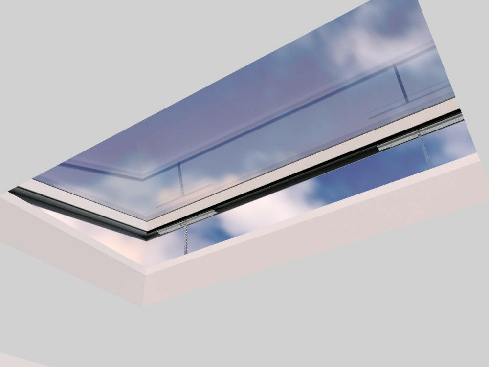 1500 x 2500 mm Electric Opening Glass Link Skylight | Premium Range.