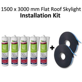 1500 x 3000 mm Flat Roof Skylight Installation Kit.