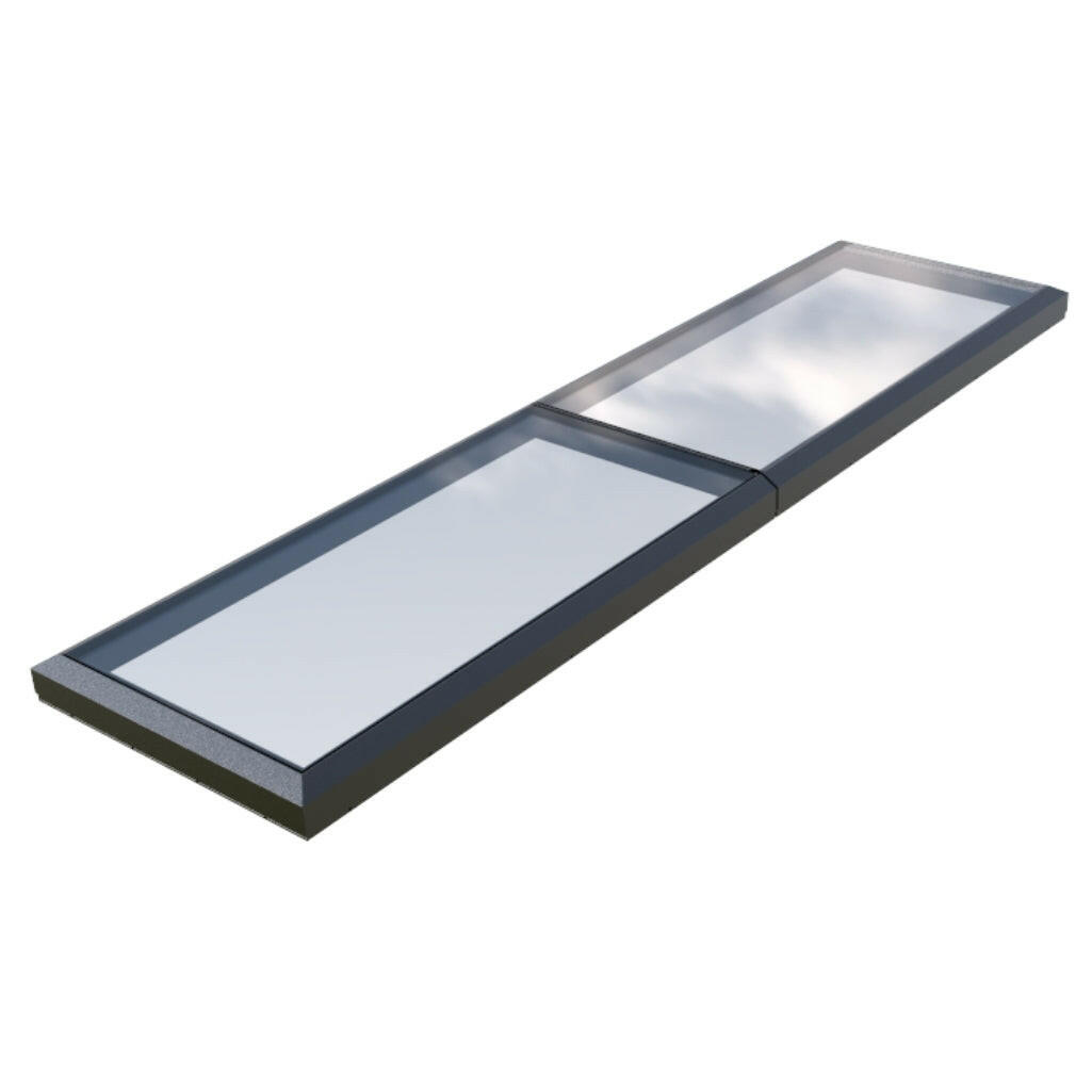 1000 x 4500 mm Fixed Glass Link Modular Skylight | 2 Fixed 0 Opening.