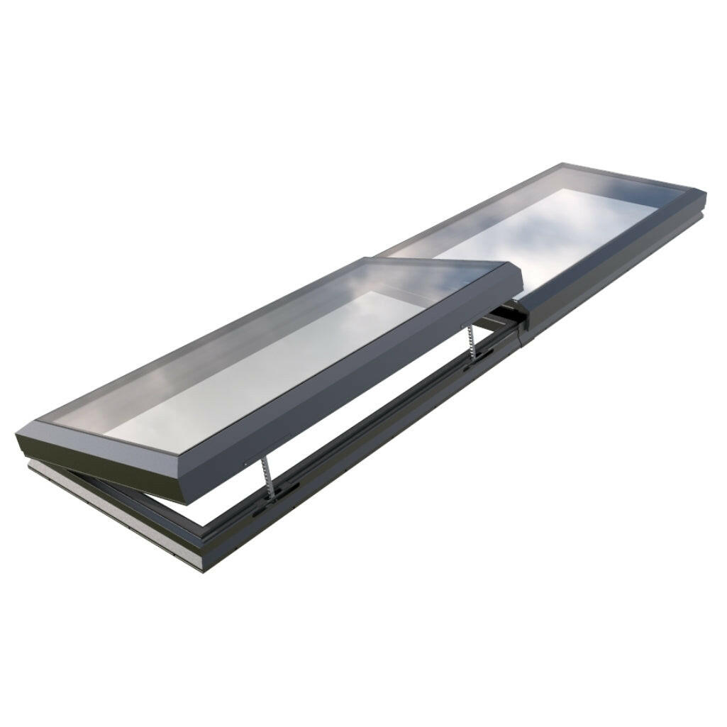 1000 x 5000 mm Electric Opening Glass Link Modular Skylight | 1 Fixed 1 Opening.