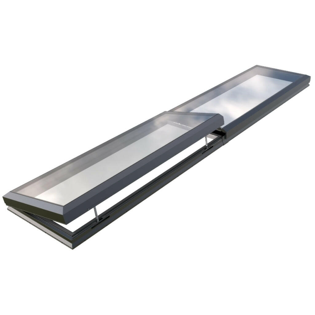 1000 x 5500 mm Electric Opening Glass Link Modular Skylight | 1 Fixed 1 Opening.