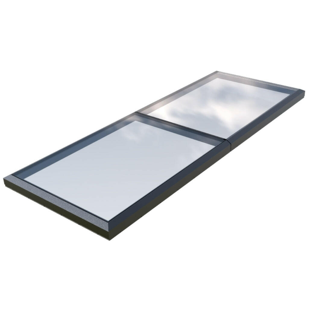 1500 x 4000 mm Fixed Glass Link Modular Skylight | 2 Fixed 0 Opening.