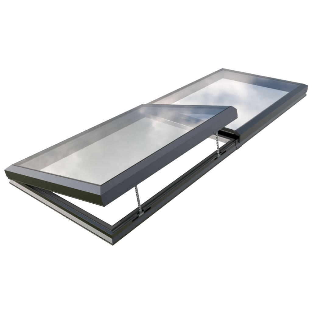 1500 x 4000 mm Electric Opening Glass Link Modular Skylight | 1 Fixed 1 Opening.