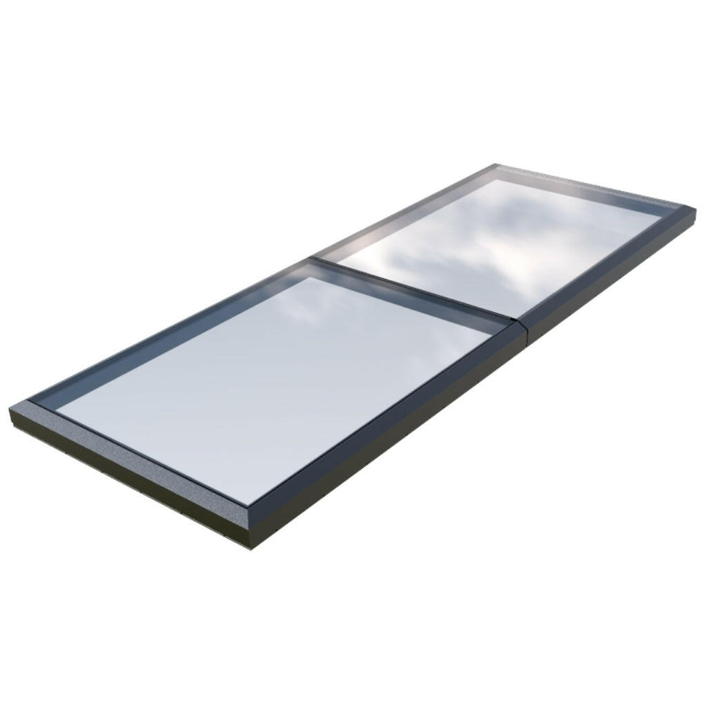 1500 x 4500 mm Fixed Glass Link Modular Skylight | 2 Fixed 0 Opening.