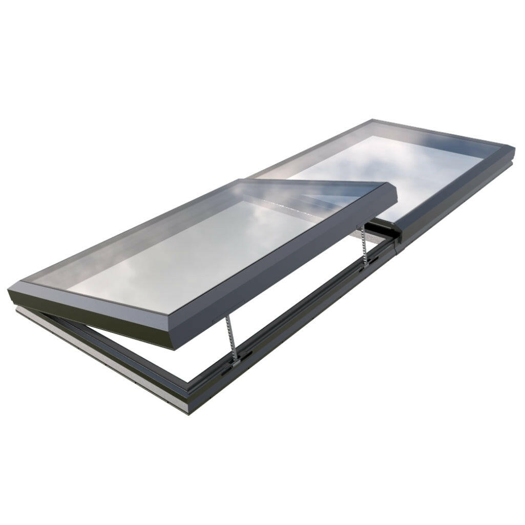 1500 x 4500 mm Electric Opening Glass Link Modular Skylight | 1 Fixed 1 Opening.