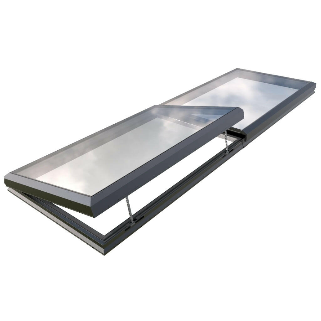 1500 x 5000 mm Electric Opening Glass Link Modular Skylight | 1 Fixed 1 Opening.