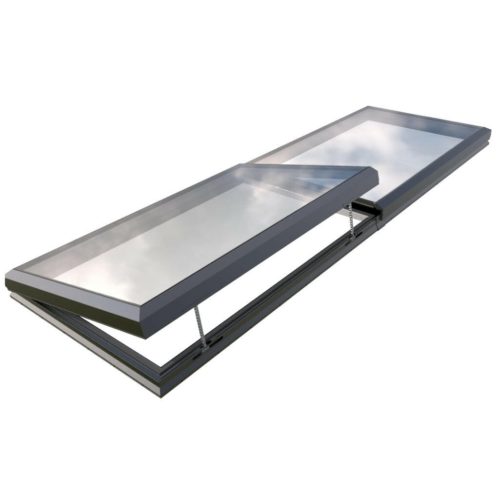 1500 x 5500 mm Electric Opening Glass Link Modular Skylight | 1 Fixed 1 Opening.