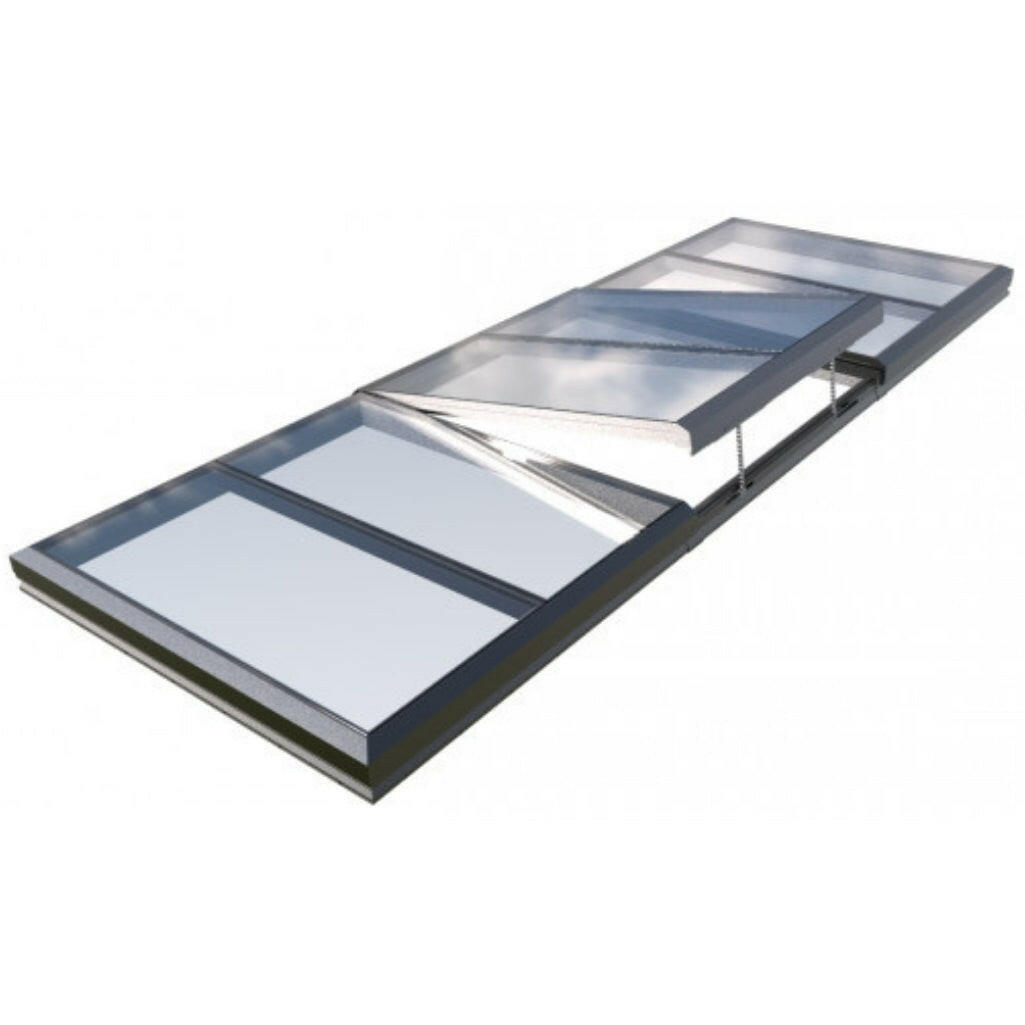 2000 x 6000 mm Electric Opening Glass Link Modular Skylight | 2 Fixed 1 Opening.