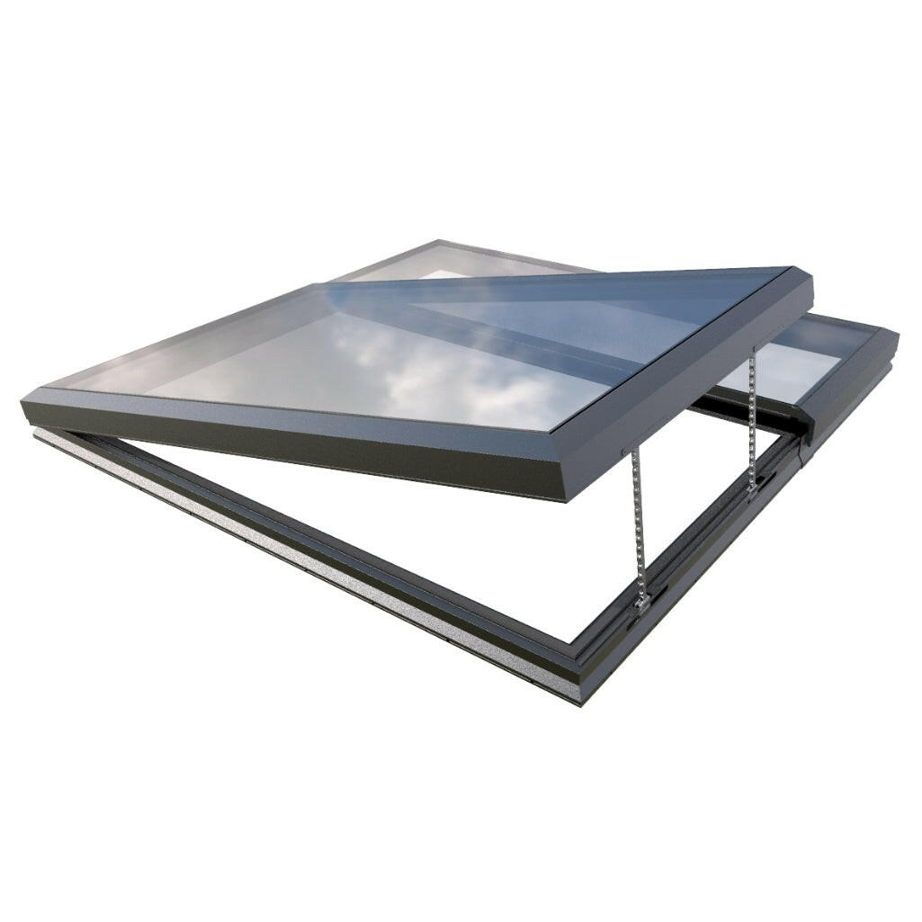 2500 x 2500 mm Electric Opening Glass Link Modular Skylight | 1 Fixed 1 Opening.