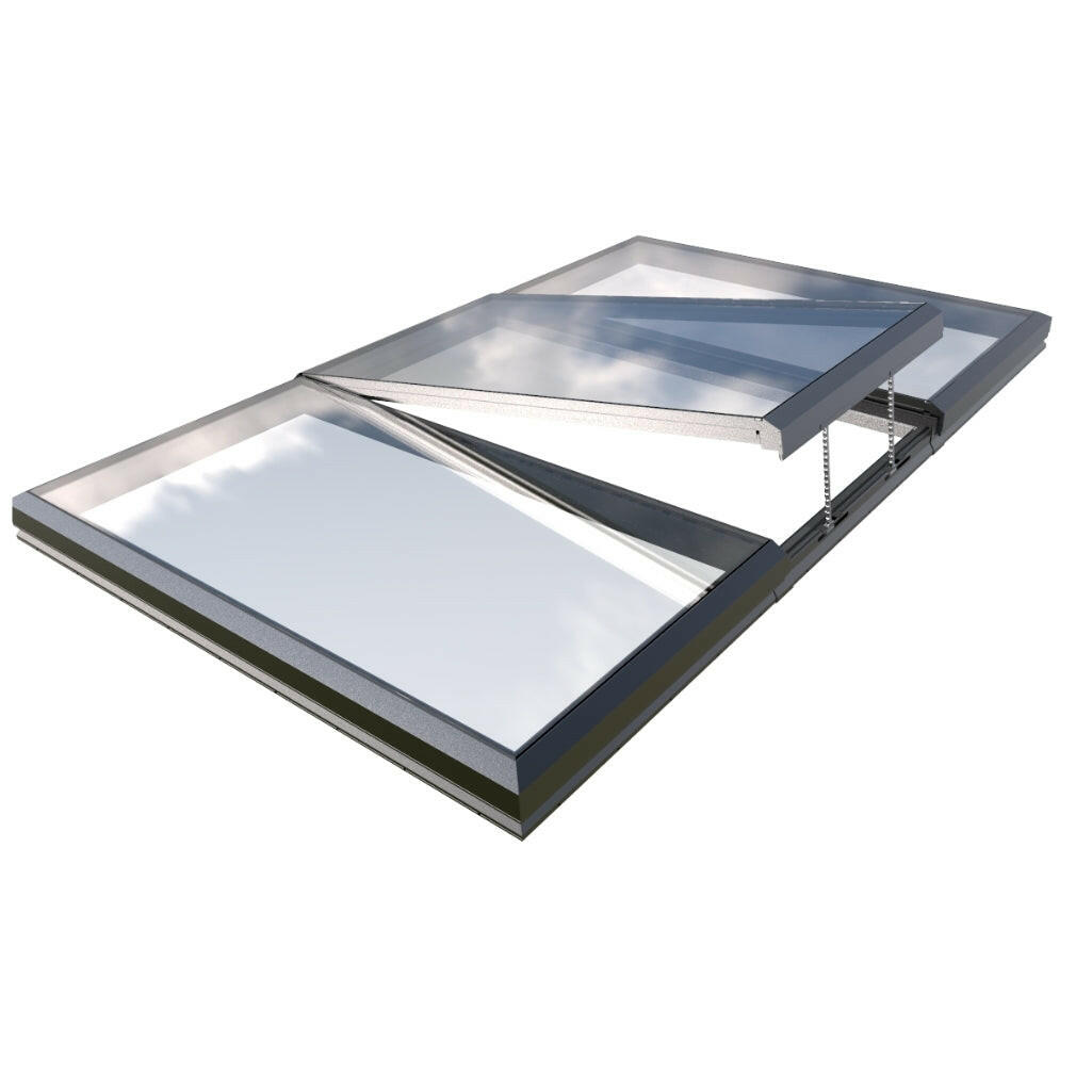 2500 x 4000 mm Electric Opening Glass Link Modular Skylight | 2 Fixed 1 Opening.