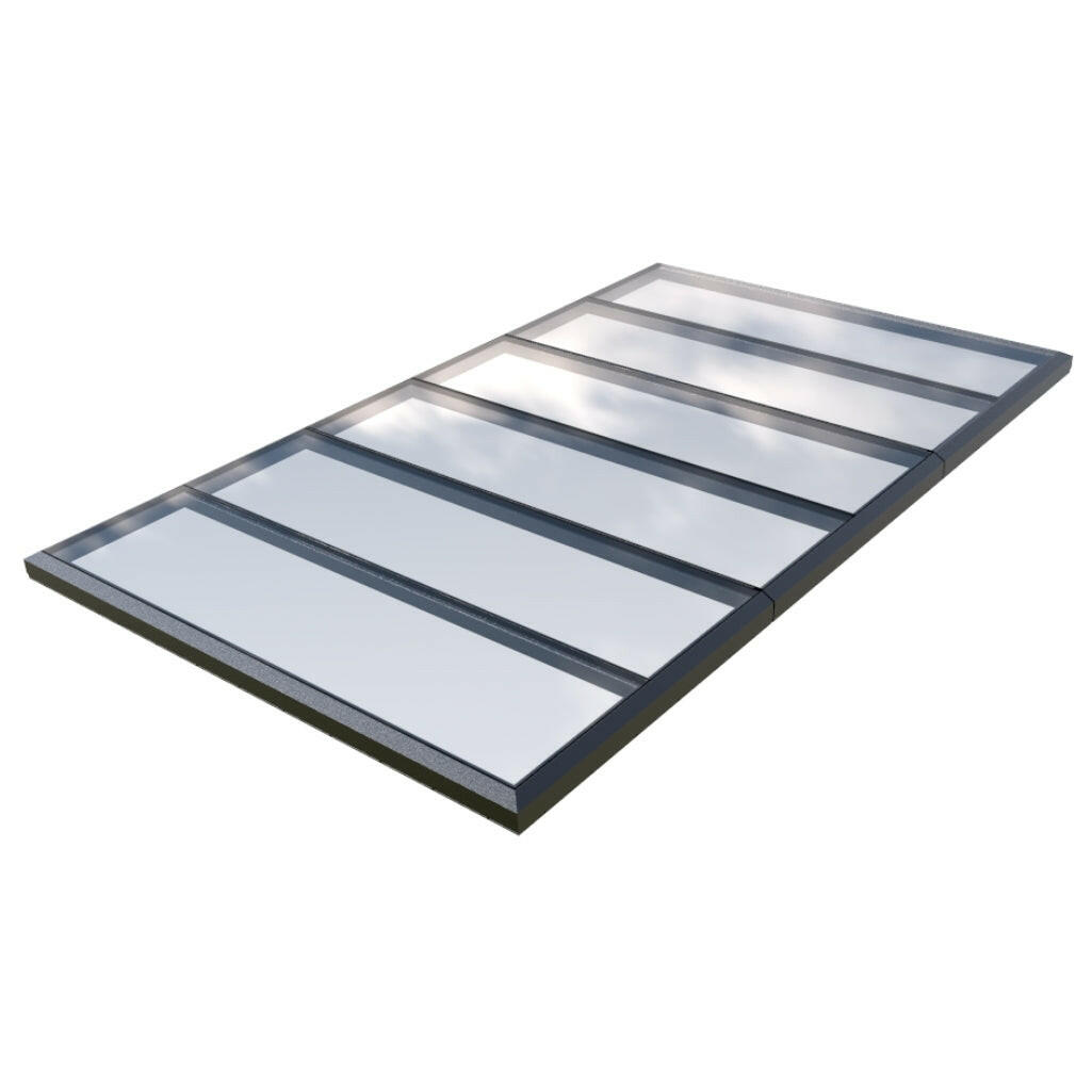 2500 x 5000 mm Fixed Glass Link Modular Skylight | 3 Fixed 0 Opening.