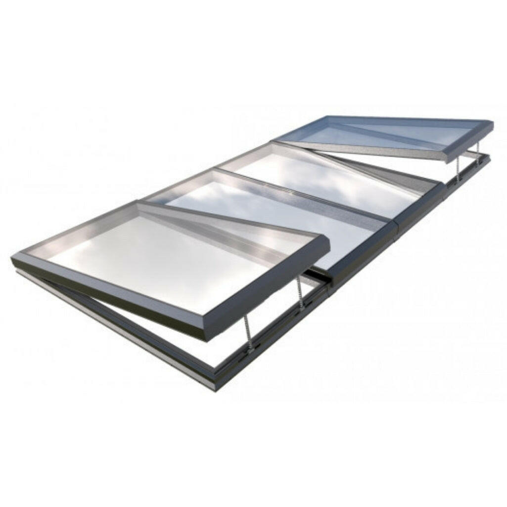 2500 x 5000 mm Electric Opening Glass Link Modular Skylight | 2 Fixed 2 Opening.