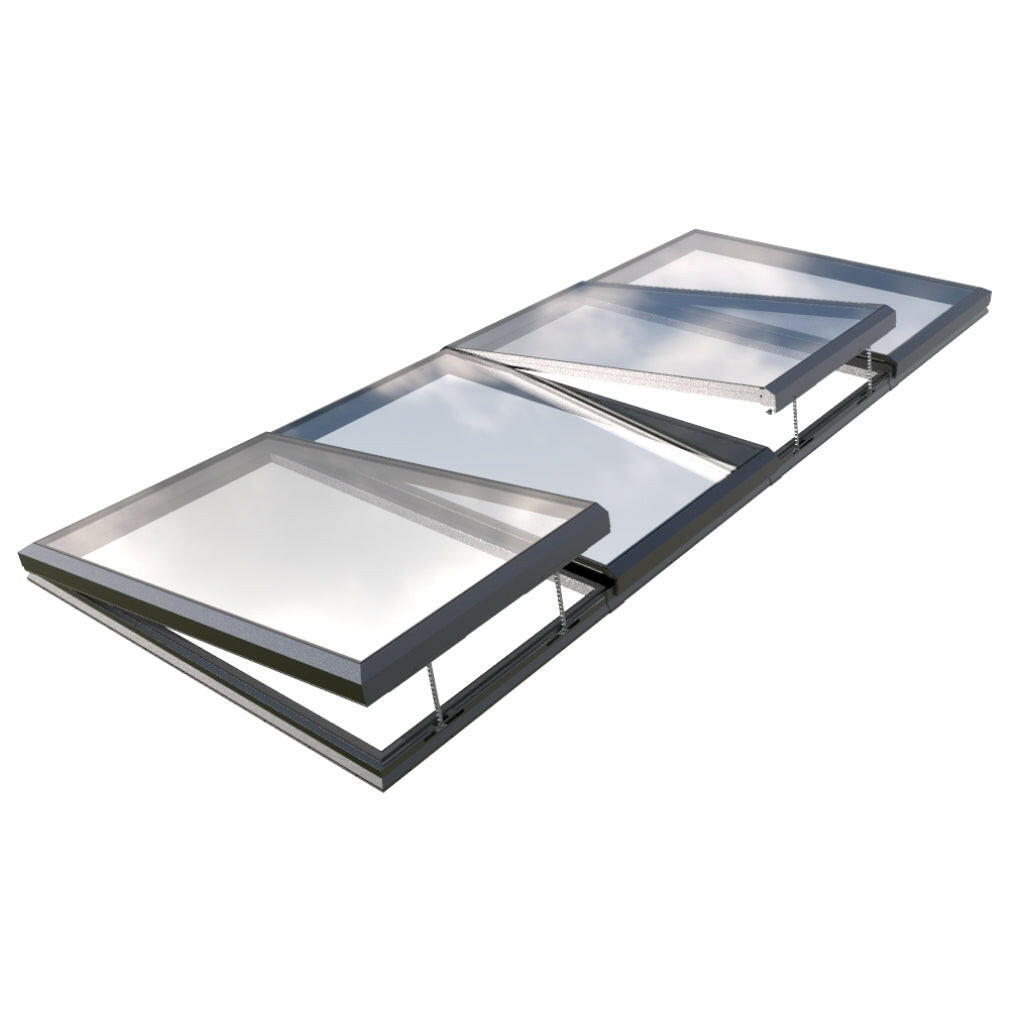 2500 x 5500 mm Electric Opening Glass Link Modular Skylight | 2 Fixed 2 Opening.