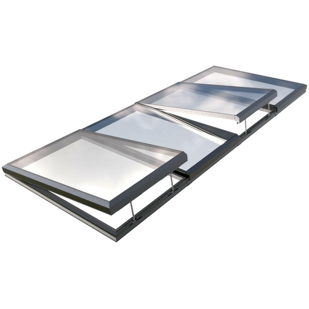 2500 x 6000 mm Electric Opening Glass Link Modular Skylight | 2 Fixed 2 Opening.