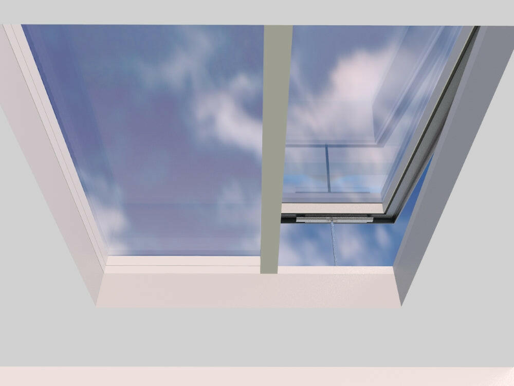 2000 x 2000 mm Electric Opening Glass Link Modular Skylight | 1 Fixed 1 Opening.