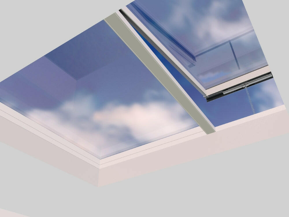 2000 x 2500 mm Electric Opening Glass Link Modular Skylight | 1 Fixed 1 Opening.