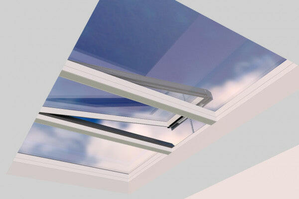 2000 x 3500 mm Electric Opening Glass Link Modular Skylight | 2 Fixed 1 Opening.