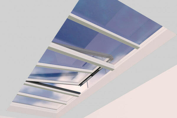 2000 x 5500 mm Electric Opening Glass Link Modular Skylight | 2 Fixed 1 Opening.