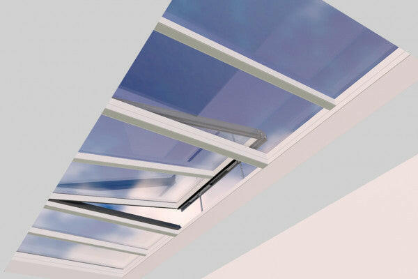 2000 x 6000 mm Electric Opening Glass Link Modular Skylight | 2 Fixed 1 Opening.