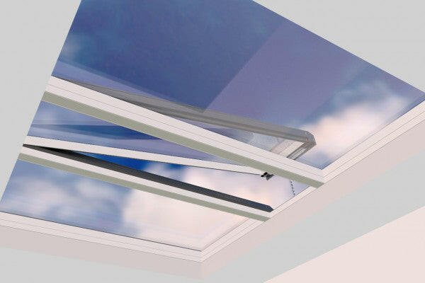 2500 x 3500 mm Electric Opening Glass Link Modular Skylight | 2 Fixed 1 Opening.