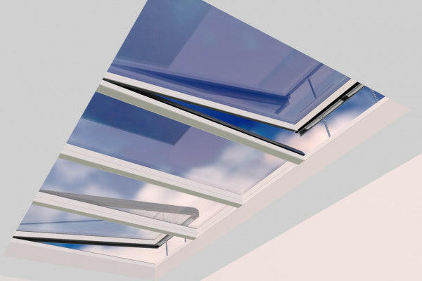 2500 x 5000 mm Electric Opening Glass Link Modular Skylight | 2 Fixed 2 Opening.