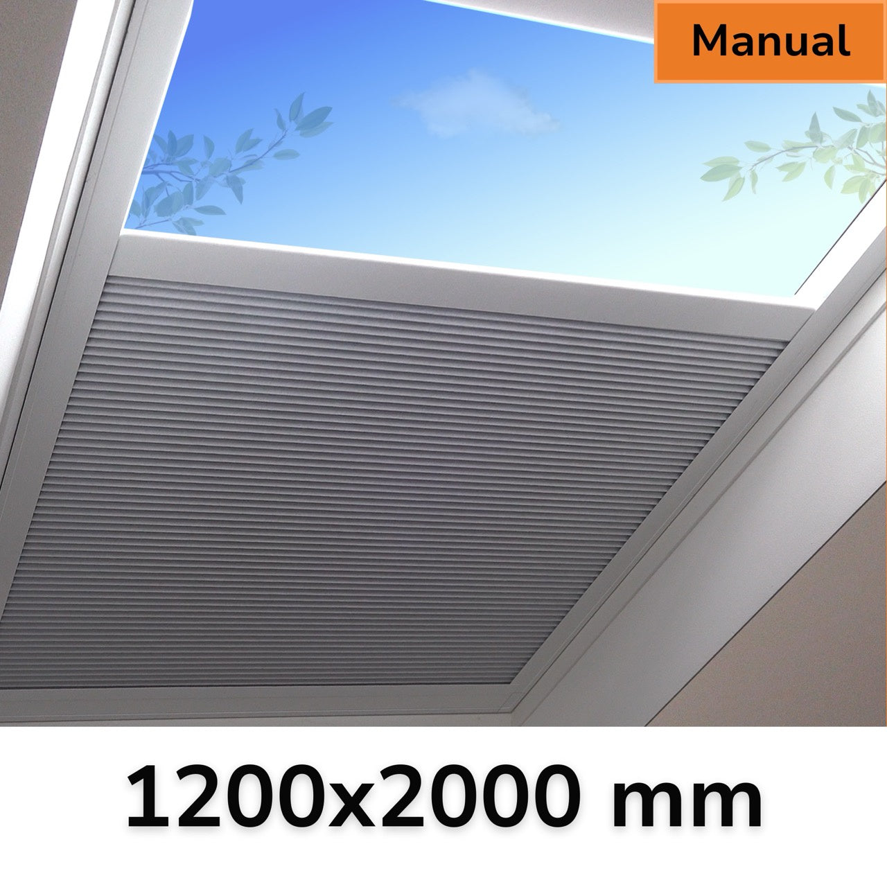 1200 x 2000 mm Manual Blinds for Flat / Pitched Roof Skylights & Roof Lanterns