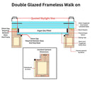 800 x 1200 mm Frameless Walk-on Skylight.