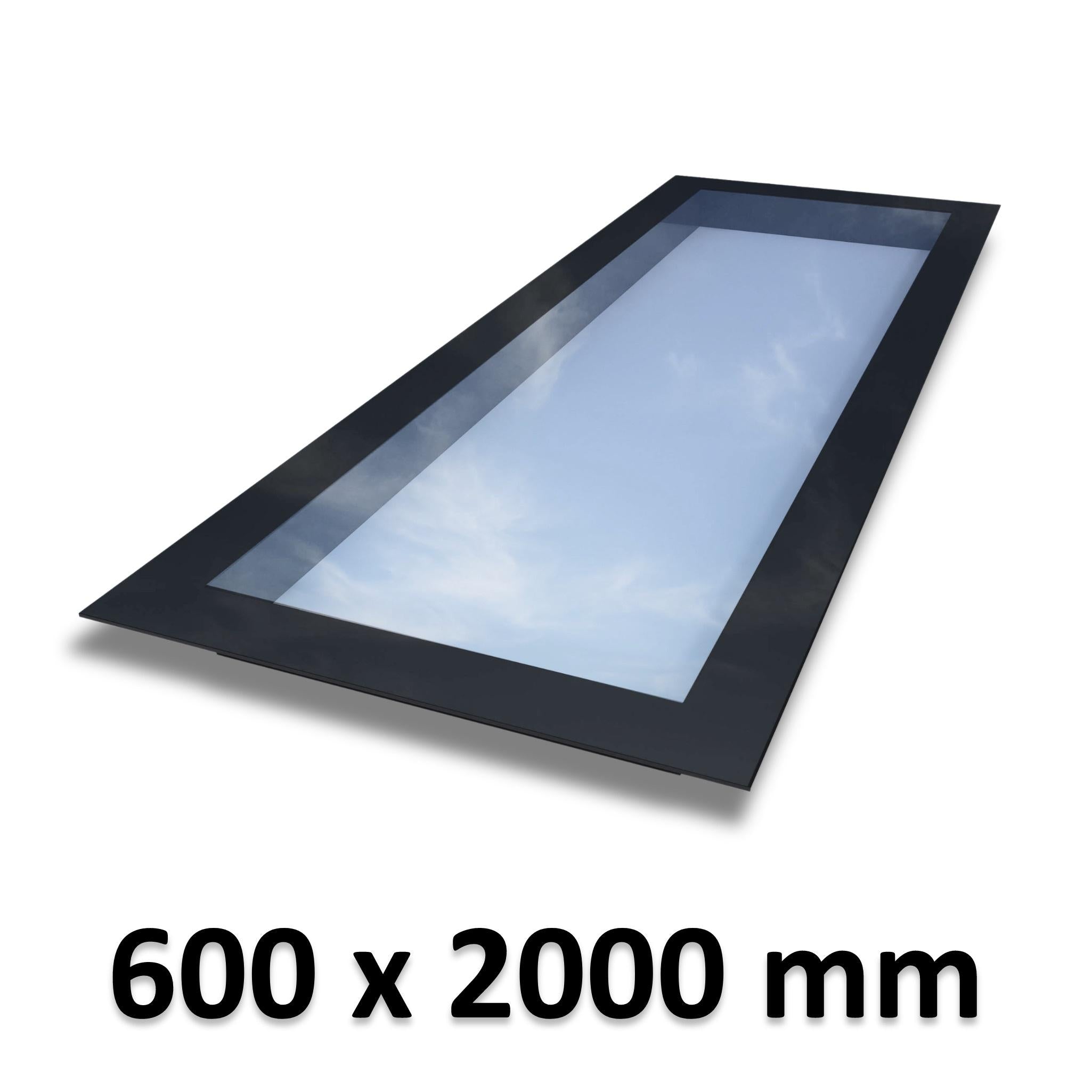 600 x 2000 mm Frameless Skylight for Flat Roof - Triple Glazed