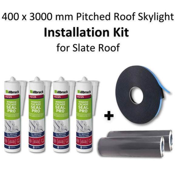 400 x 3000 mm Pitched Roof Skylight (Slate Roof) Installation Kit.